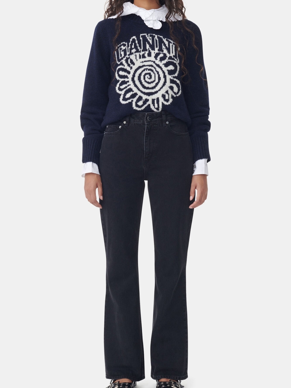 Ganni Betzy High Rise Flared Jeans 100% Cotton